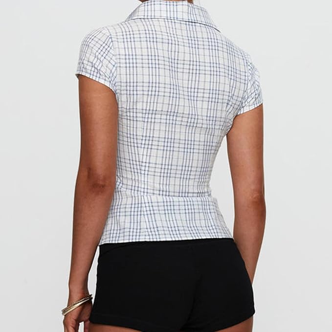 SOFIE™ Vintage Geruite Blouse