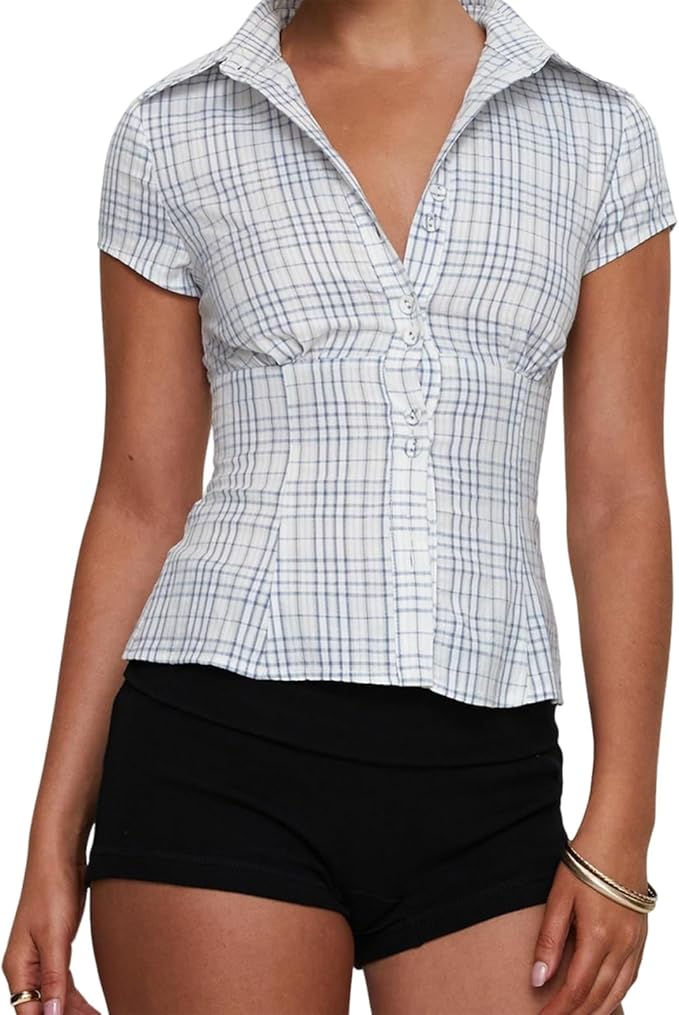 SOFIE™ Vintage Geruite Blouse