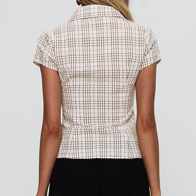 SOFIE™ Vintage Geruite Blouse