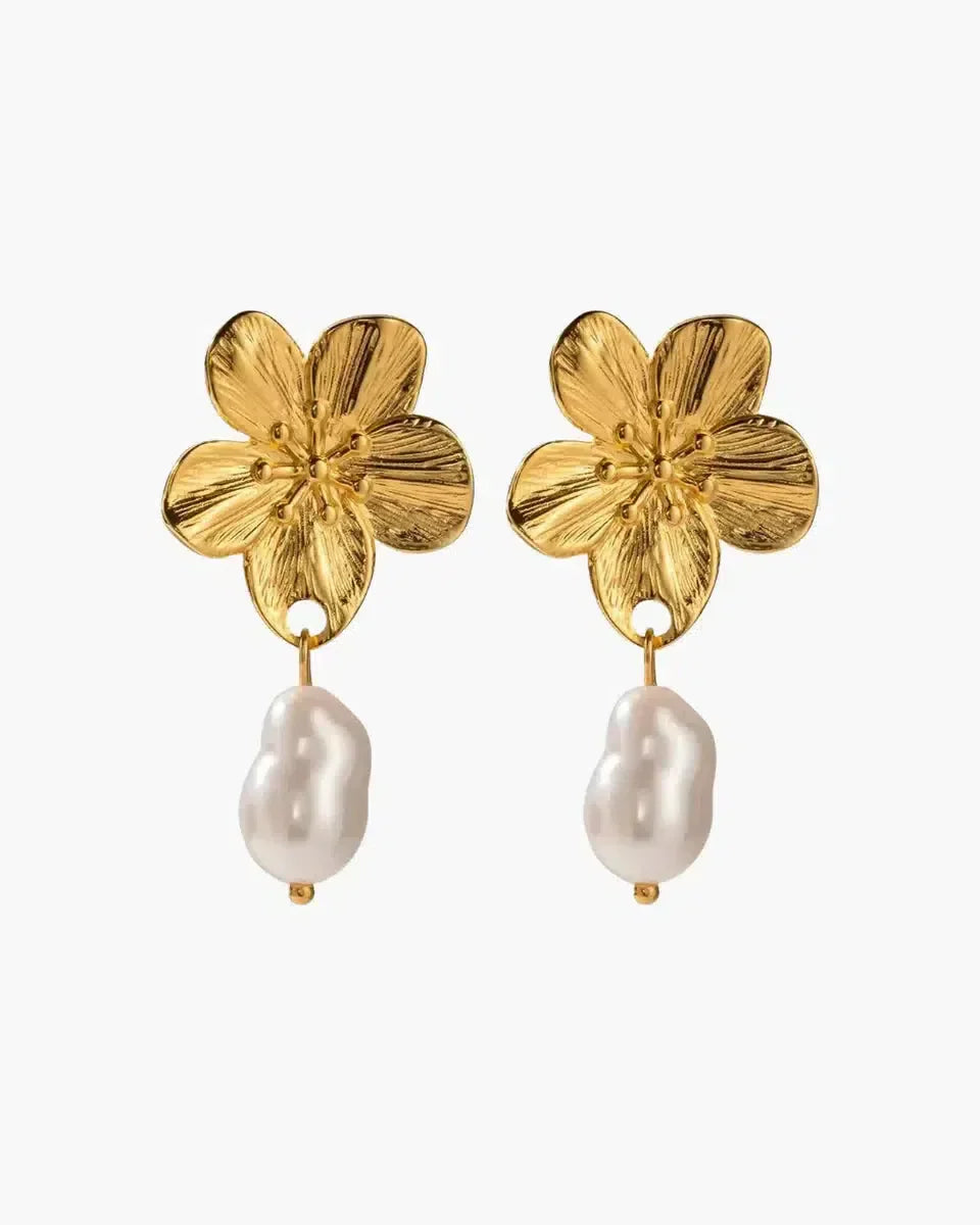SILVY™ Blossom Oorbellen met Parel Bedeltje