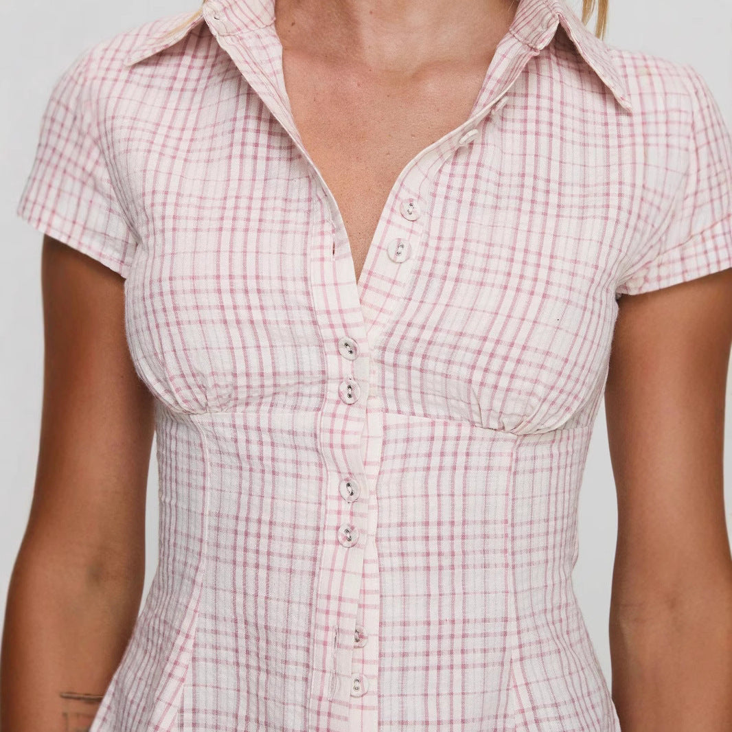 SOFIE™ Vintage Geruite Blouse