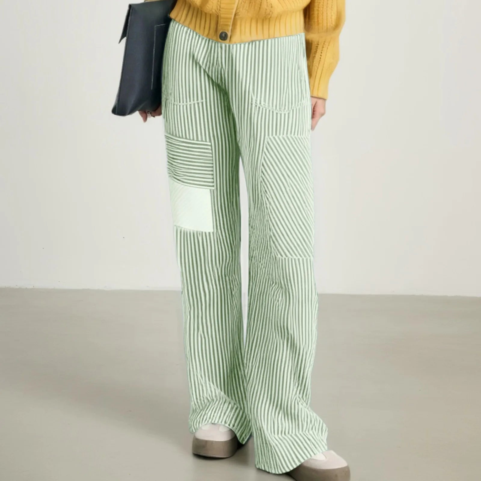NINA™ Gestreepte Broek met Wijde Pijpen