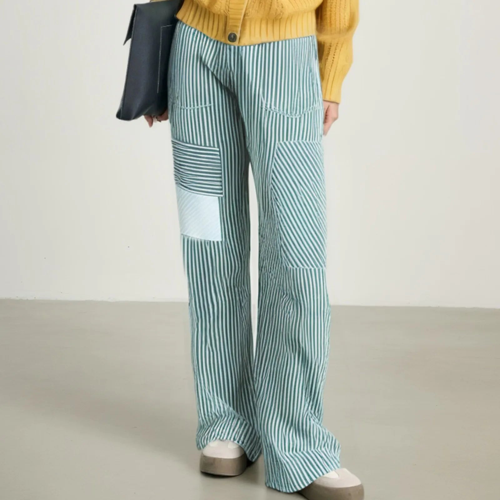 NINA™ Gestreepte Broek met Wijde Pijpen
