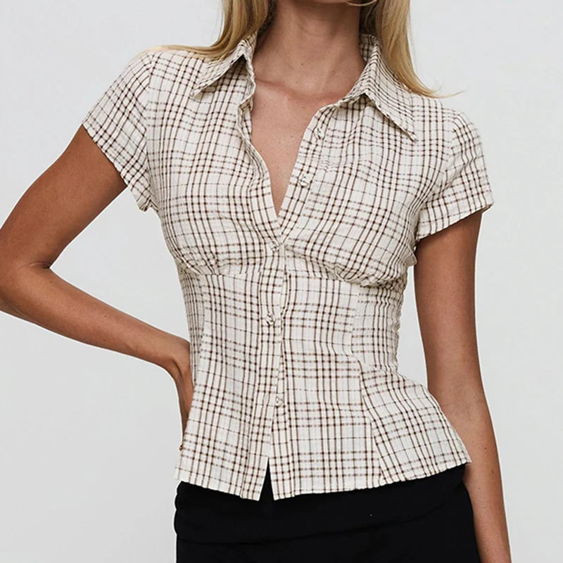 SOFIE™ Vintage Geruite Blouse