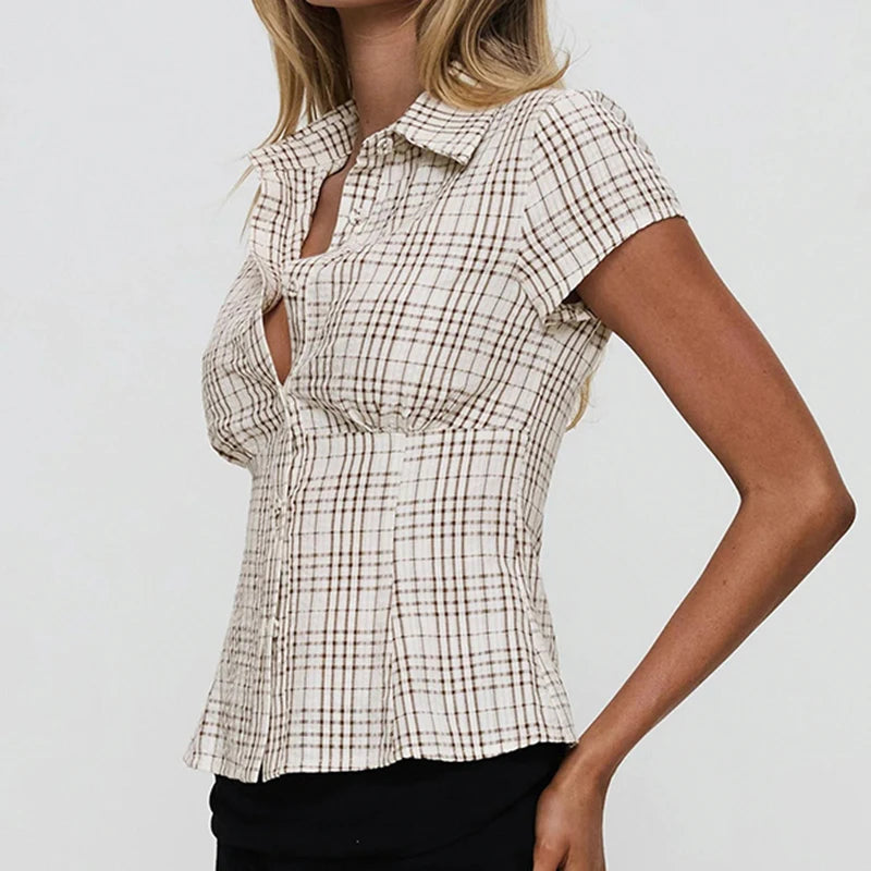 SOFIE™ Vintage Geruite Blouse