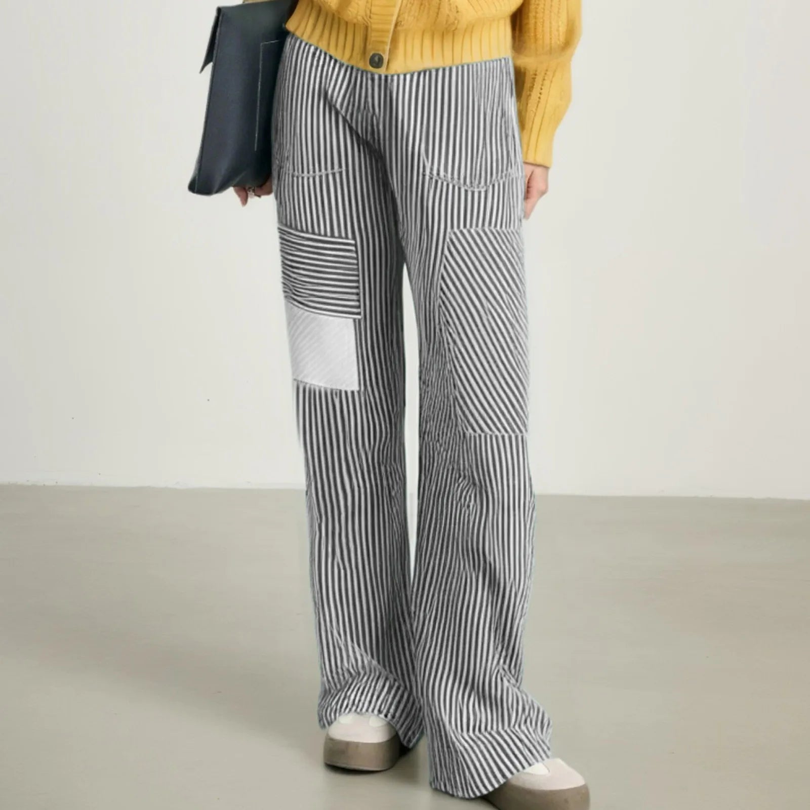 NINA™ Gestreepte Broek met Wijde Pijpen